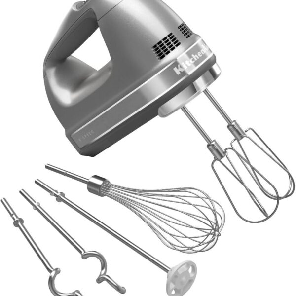 KitchenAid 9-Speed Digital Hand Mixer with Turbo Beater II Accessories and Pro Whisk - Contour Silver