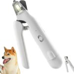 Pet Nail Trimmer with Light, 2 in 1 Nail Clipper and Grinder for Most Animals, Nail Trimmers for Dogs with Guard, Precise Cat & Dog (White)