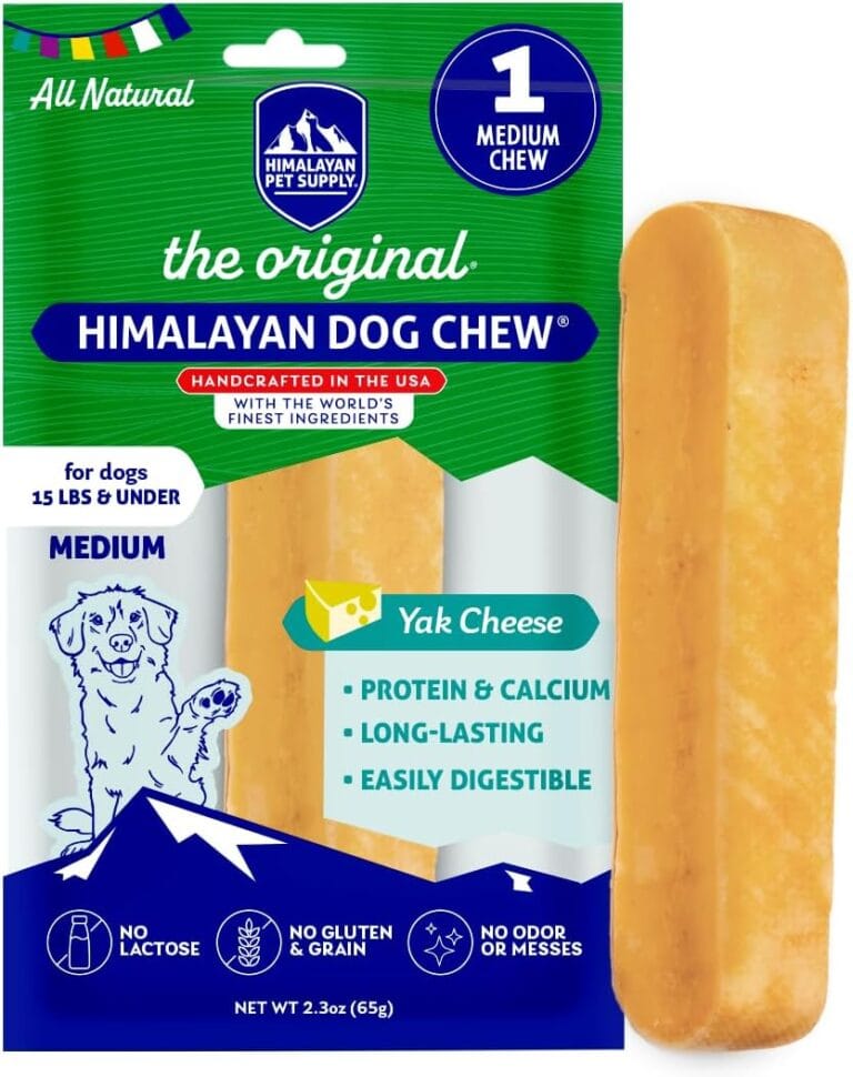 Himalayan Dog Chew Original Yak Cheese Chew, 1 Medium Stick, 2.3 oz, Gluten Free, Healthy Treats, Grain & Lactose Free 100% Natural, Long Lasting, for Dogs Under 35 lbs