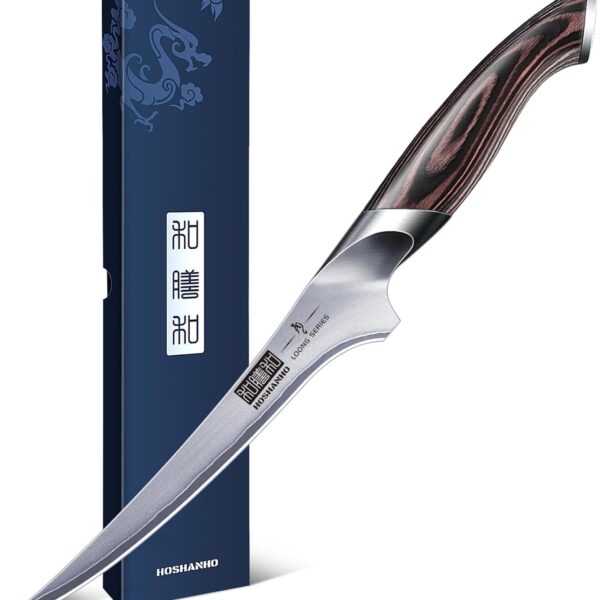 HOSHANHO Fillet Knife 7 Inch, Super Sharp Boning Knife in High Carbon Stainless Steel, Professional Japanese Fish Knives for Meat Poultry Cutting