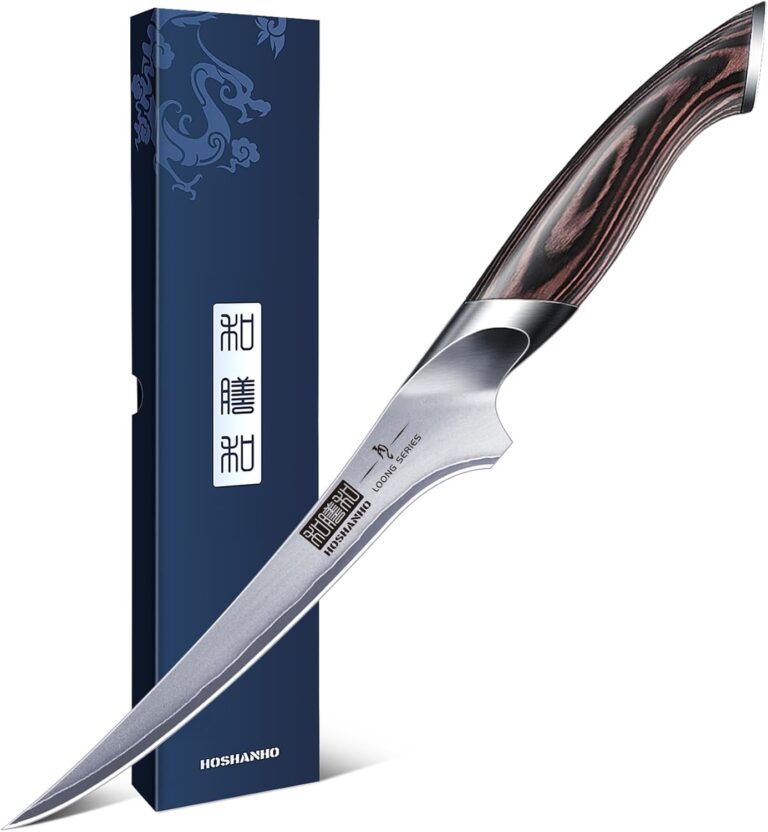 HOSHANHO Fillet Knife 7 Inch, Super Sharp Boning Knife in High Carbon Stainless Steel, Professional Japanese Fish Knives for Meat Poultry Cutting