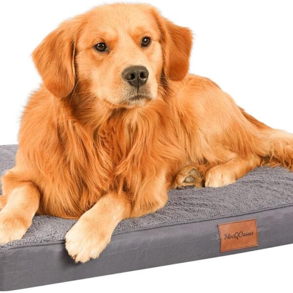 Waterproof XLarge Dog Beds for Large Sized Dogs - Orthopedic Dog Bed Washable Crate Pad, Egg Crate Foam Pet Bed Mat with Removable Cover, Anti-Slip Kennel Pad, 41''27'', Grey