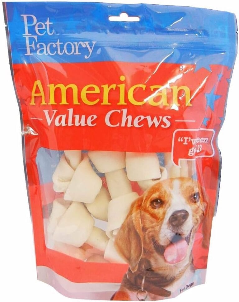 Pet Factory American Beefhide 4-5" Knotted Bones Dog Chew Treats - Natural Flavor, 8 Count/1 Pack