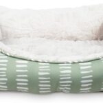 Fringe Studio "Painted Dash Cool Olive Medium Rectangular Cuddler Pet Bed 25" X 21"- Poly Filled with Faux Fur Interior - Machine Washable (213069)