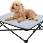 Veehoo 22" Small Outdoor Elevated Dog Cot, Travel Foldable Dog Bed, 2 in 1 Portable Camping Cat Hammock with Removable Reversible Cotton Pad, Suitable for Winter and Summer, CWC2454CP