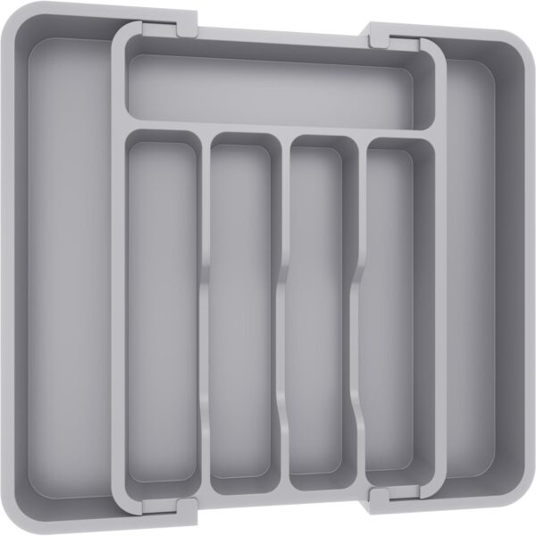 Lifewit Silverware Drawer Organizer, Expandable BPA Free Utensil Tray for Kitchen, Adjustable Flatware and Cutlery Holder for Spoons Forks Knives, Plastic Kitchen Organizers and Storage, Gray