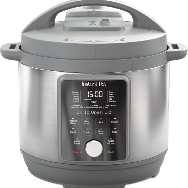 Instant Pot, 6-Quart Whisper Quiet 9-in-1 Electric Pressure Cooker, Slow Rice Steamer, Saut, Yogurt Maker, Warmer & Sterilizer, Free App with 800+ Recipes, Stainless Steel