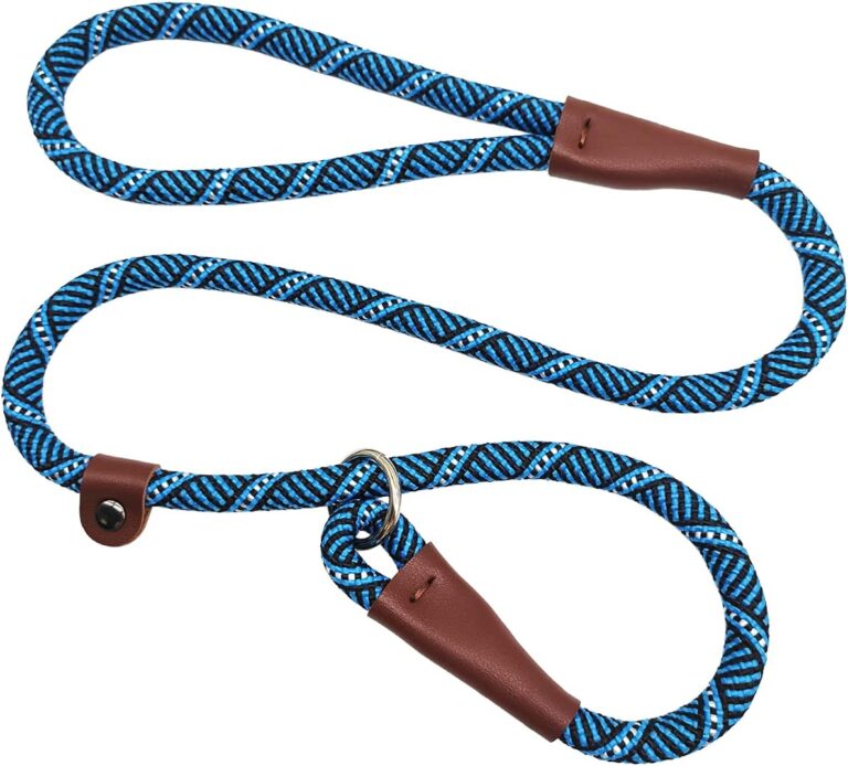 3 FT Slip Lead Dog Leash, 1/2 inch Rope Dog Walking and Training Lead, No Pull Strong Nylon Leash Great for Medium and Large (Blue)