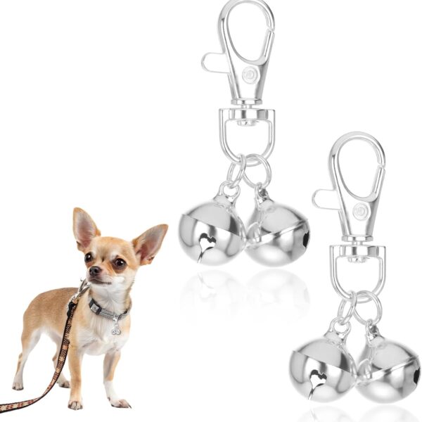2 Pcs Mini Dog Collar Bells, Cat Bell, Silver Pet Pendant Accessories for Training, Loud Charms for Dogs and Cats