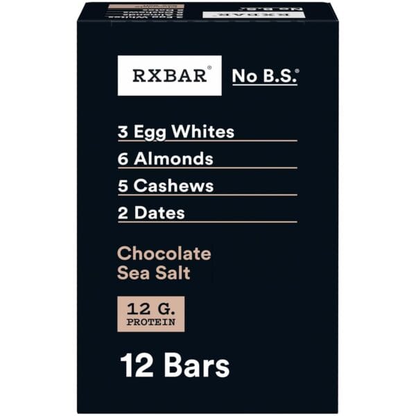 RXBAR Protein Bars, Protein Snack, Snack Bars, Chocolate Sea Salt, 22oz Box (12 Count)
