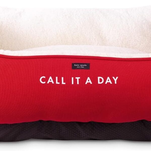 kate spade new york Fancy Dog Bed - 27" x 22" x 12" for Small & Medium Dogs, Washable Cover, Slip-Resistant (Red & Pink)