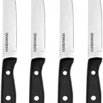 Farberware Triple-Riveted 4-Piece Steak Knife Set, High-Carbon Stainless Steel, Razor-Sharp Knives, Kitchen Knives, Set of 4, Black