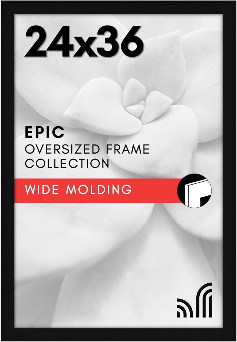 Americanflat 24x36 Poster Frame with Polished Plexiglass - Black Picture Frame - Wide Photo Frames Made of Engineered Wood for Vertical or Horizontal Wall Display - Epic Collection - Black
