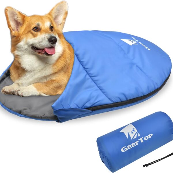 GEERTOP Dog Sleeping Bag Durable Packable Pet Sleeping Bed Comfortable Washable, Portable Pet Bed for Cats and Small Dogs - Dog Bed for Camping Hiking Cottage Beach