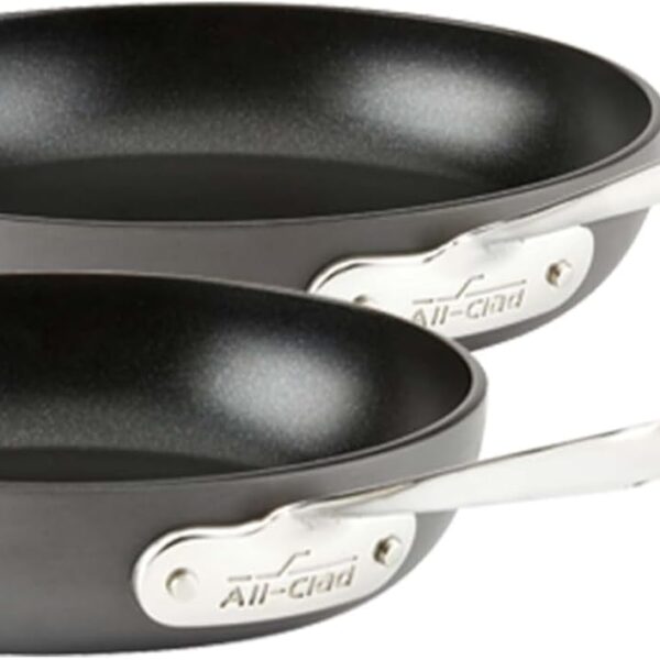 All-Clad HA1 Hard Anodized Non Stick Fry Pan Set 2 Piece, 8, 10 Inch, Induction, Oven Broiler Safe 500F, Pots and Pans Set, Kitchen Frying Pans, Skillets, Premium Cookware, Home, Dishwasher Safe Black