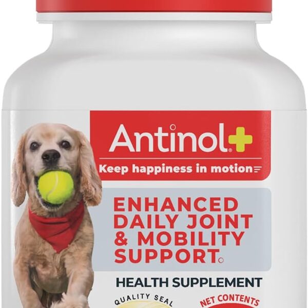 Antinol Plus, Mobility, Hip, and Joint Supplement for Dogs, Green-Lipped Mussels and Krill Oil - Dog Joint Supplement, Better and Faster Than Glucosamine and Chondroitin, 60 Soft Gels