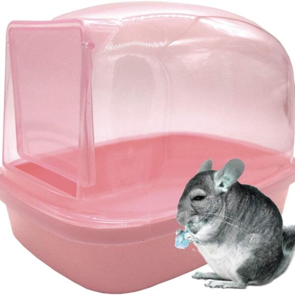 kathson Hamster Sand Bath Container Dwarf Hamster Dry Bathroom Chinchilla Sauna Toilet Plastic Sand Bathtub Sand Box Ideal for Guinea Pig Gerbil Hedgehog Squirrel and Other Small Animals (Pink)