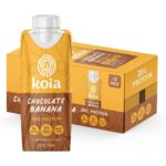 Koia Plant Based Protein Shake, Chocolate Banana, 20g Protein, 5g Sugar, 6g Prebiotic Fiber, 21 Vitamins & Minerals, Meal Replacement Drinks, Dairy-Free, Gluten-Free, Non-GMO, 11 Fl Oz (Pack of 12)