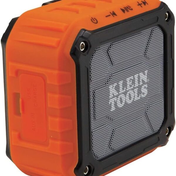 Klein Tools AEPJS1 Bluetooth Speaker, Wireless Portable Jobsite Speaker Plays Audio and Answers Calls Hands Free, IPX5, Worksite Ready