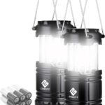 Etekcity Lantern Camping Essentials Lights, Led Flashlight for Power Outages, Survival Gear and Supplies for Emergency, Hurricane Preparedness Items , Battery Operated Lamp, 2 Pack, Black