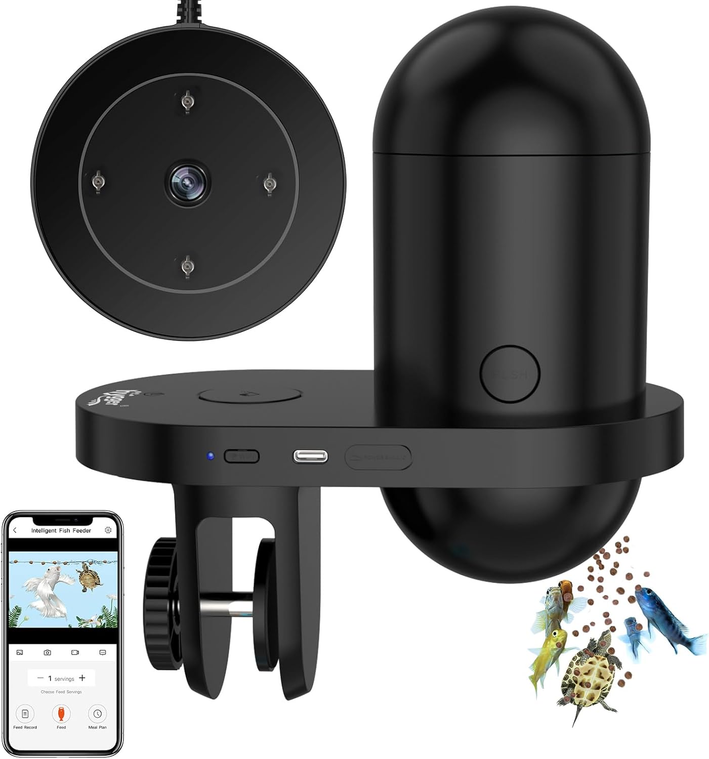 hygger WiFi Automatic Fish Feeder for Aquarium, Smart App Control Auto Fish Food Dispenser with Camera and Timer, Vacation Feeder with 230ml Large Capacity and USB Cable for Turtle Betta Koi Tank hygger WiFi Automatic Fish Feeder for Aquarium, Smart App Control Auto Fish Food Dispenser with Camera and Timer, Vacation Feeder with 230ml Large Capacity and USB Cable for Turtle Betta Koi Tank