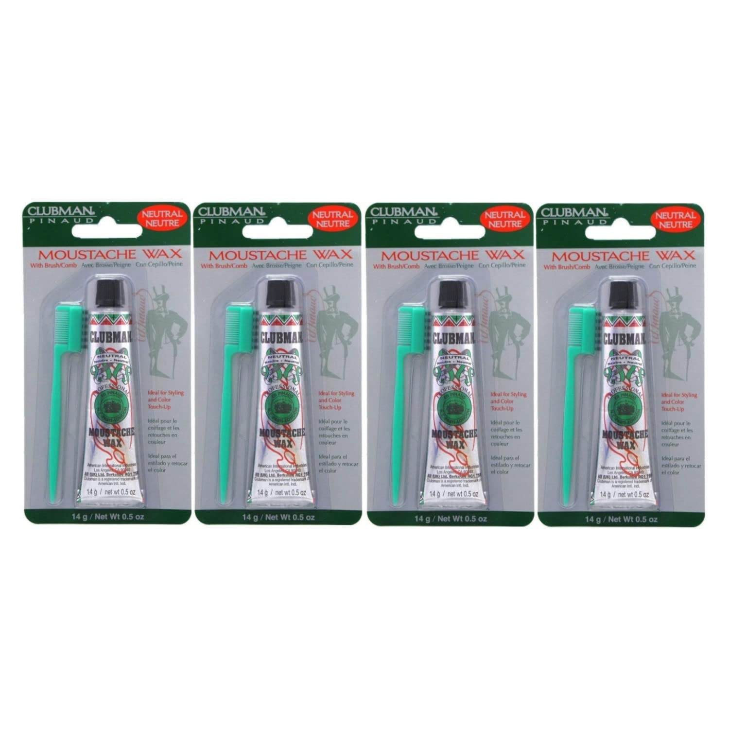 Clubman Moustache Wax Neutral 0.50 oz (Pack of 4) Clubman Moustache Wax Neutral 0.50 oz (Pack of 4)