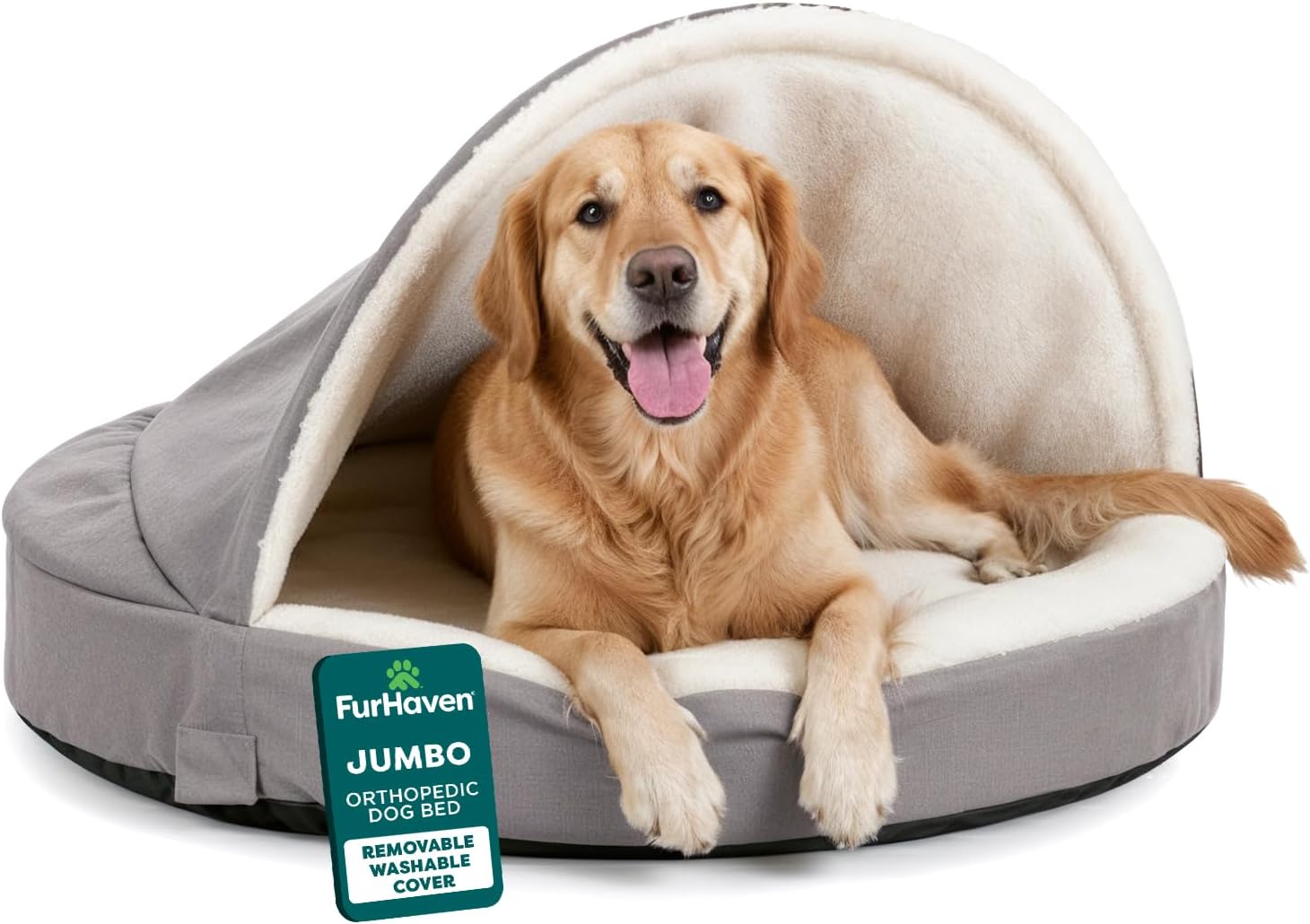 Furhaven 44" Round Orthopedic Dog Bed for Large Dogs w/ Removable Washable Cover, For Dogs Up to 80 lbs - Sherpa & Suede Snuggery - Gray, 44-inch Furhaven 44" Round Orthopedic Dog Bed for Large Dogs w/ Removable Washable Cover, For Dogs Up to 80 lbs - Sherpa & Suede Snuggery - Gray, 44-inch
