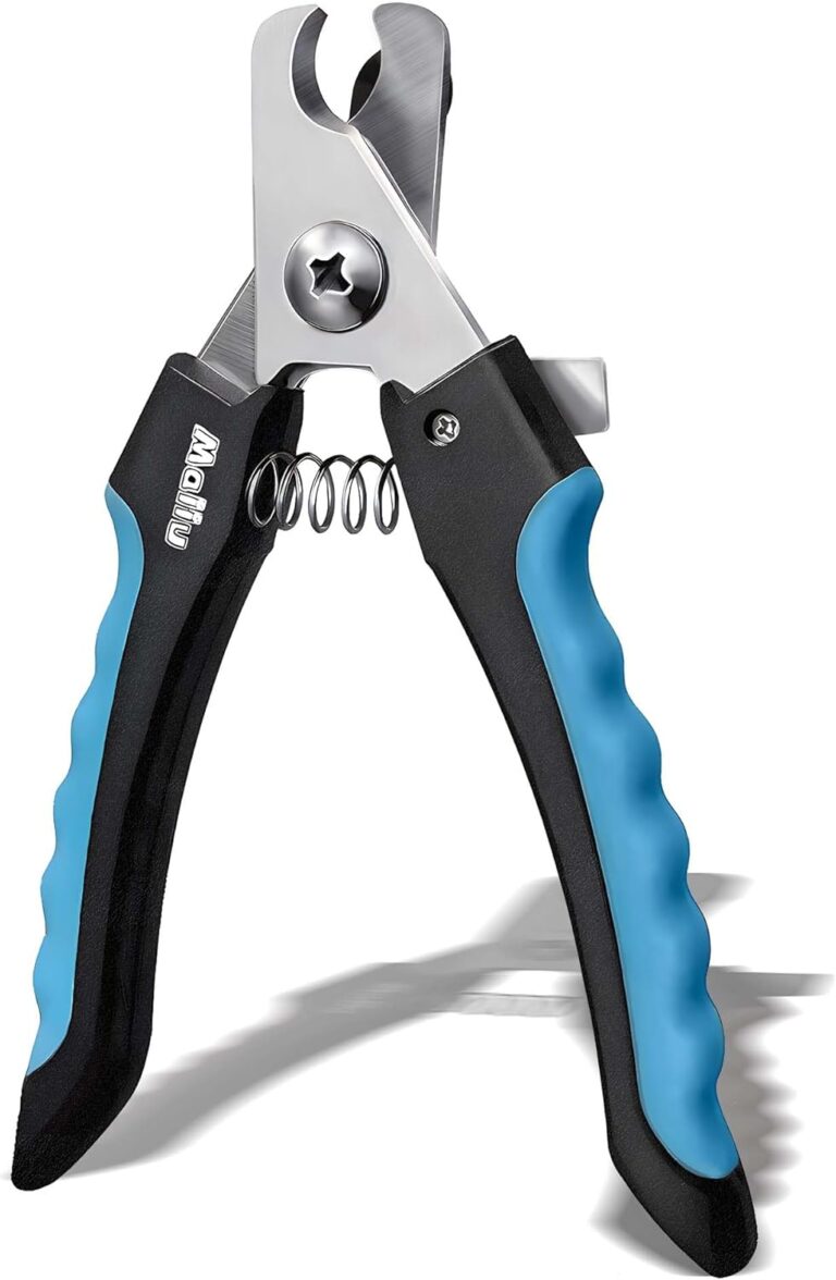 Dog & Cat Nail Clippers, Pet Nail Clipper and Trimmer with Safety Guard to Prevent Over Cutting, Grooming Razor Sharp Blades with Nail File for Small, Medium, Large Breeds, L Black Blue