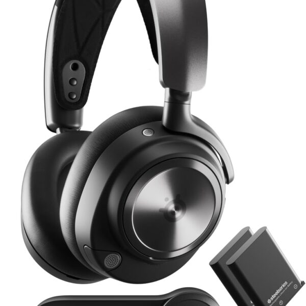 SteelSeries Arctis Nova Pro Wireless Multi-System Gaming Headset - Premium Hi-Fi Drivers - Active Noise Cancellation - Infinity Power System - Stealth Retractable Mic - PC, PS5/PS4, Switch, Mobile