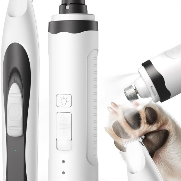 oneisall 2 in 1 Quiet Paw Trimmer and Dog Nail Grinder with LED Lights, 35dB Dog Paw Grooming Kit Rechargeable Cordless Pet Clipper