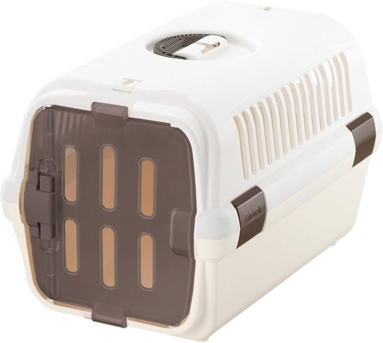 Richell: Pet Travel Carrier II - Medium White - Dog & Cat Transporter, Collapsible Design for Storage, Small Pets Up to 17.6 lbs, Latches to Seat Belt