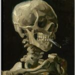 Wieco Art Skull of a Skeleton with Burning Cigarette, 1886 by Vincent Van Gogh Canvas Wall Art for Home Decor and Wall Decor Post-impressionism Canvas Prints Pictures Artwork