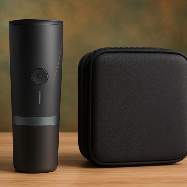 Portable Electric Coffee Maker, Black, Battery Powered, Single Serve, Travel Coffee Brewer with Carrying Case