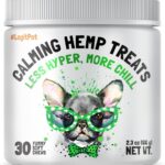 Calming Hemp Treats for Dogs Made in USA Organic Hemp Natural Separation Aid Helps with Barking, Chewing, Thunder, Fireworks, Aggressive Behavior Soothing Stress Relief Natural Relaxation 30 Chews