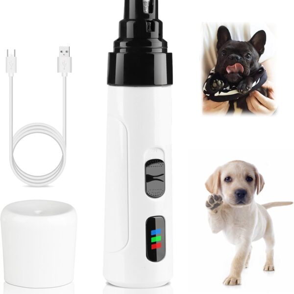 2-Speed Silent Groom Pro, Rechargeable Quiet Dog Nail Grinder, Gentle Electric Pet Nail Grinder Tool for Large Medium Small Dogs & Cats