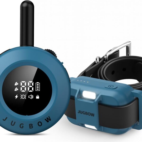 Jugbow Dog Training Collar - 3/4 Mile Dog Shock Collar with Remote for Large Medium Small Dogs, IPX8 Waterproof E-Collar with 3 Training Modes, Rechargeable LED Light & Security Lock (Blue)