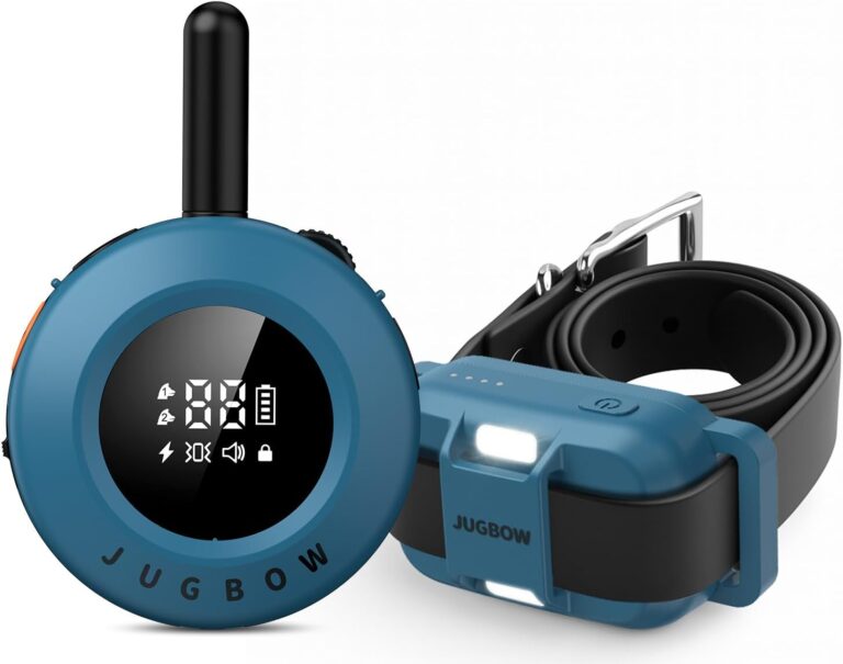 Jugbow Dog Training Collar - 3/4 Mile Dog Shock Collar with Remote for Large Medium Small Dogs, IPX8 Waterproof E-Collar with 3 Training Modes, Rechargeable LED Light & Security Lock (Blue)