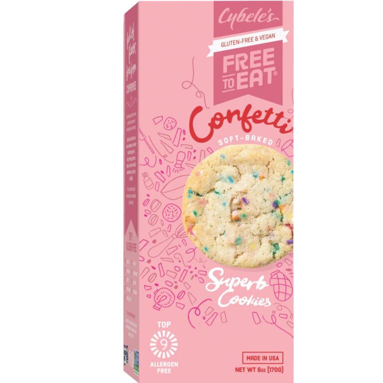Cybeles Free To Eat Gluten-Free & Vegan Cookies - Plant-Based, Dairy, Soy, & Nut Free - Soft-Baked School Safe Snack For Kids & Adults - 12 Cookies Per 6 oz Box (Confetti, Pack of 1)