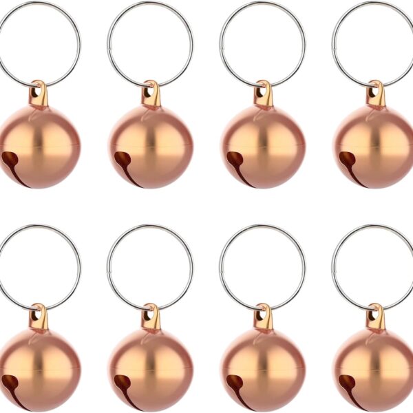 8 PCS Gold Bells for Dog Collars, Cat Collar Bell Charm Bells Pet Pendant Anti-Lost Training Small Bell for Cat Collar, Pet Collars Accessories for Small Dogs Cats (Rose Gold)