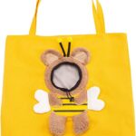 Pet Canvas Shoulder Carrying Bag, Cute Bee Shaped Cat Carrier, S Size Portable Kitten & Puppy Tote, Cozy Carriers for Small Dogs, Cats, and Pets, Handbag for Outdoor, Shopping, and Camping