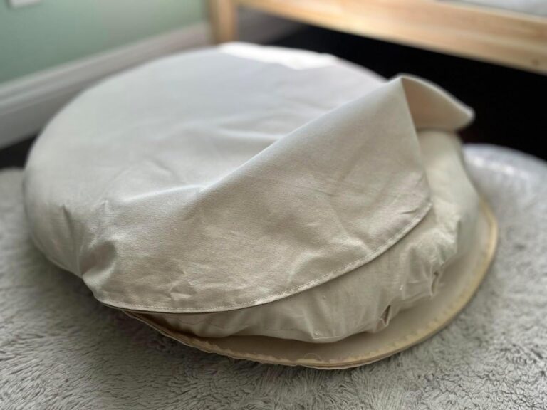 Natural 100% Cotton Canvas Round Dog Bed Cover Eco Friendly Durable Pet Bedding Dog Cushion Covers with Zippers Machine Washable Covers (Beige, Small 24 Inches)