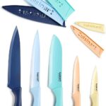 Cuisinart C55-10PCERM Ceramic Coated Knife Set with Blade Guard Sheaths (10- Piece Set) in Dark Pastels
