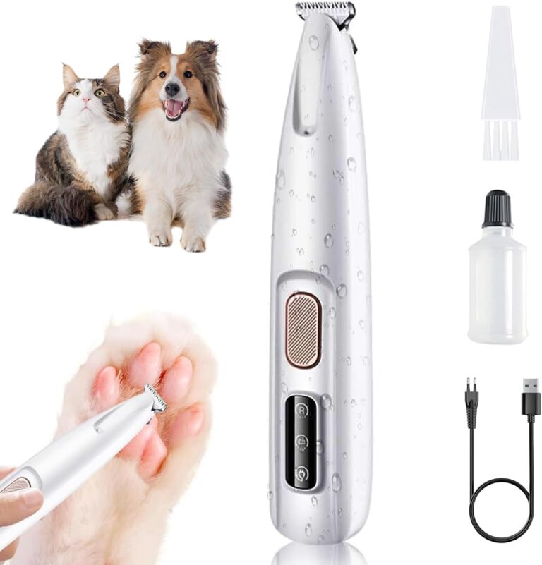 Dog Paw Trimmer with LED Light,Rechargeable Waterproof Trimmer for Dogs,18 mm Widen Blade,35dB Safety Low Noise Pet Hair Clippers for Paws Eyes Ears Face Rump