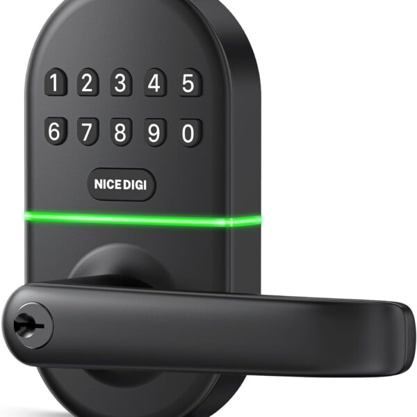 Smart Keypad Door Lock with Handle: NICE DIGI Keyless Entry Digital Lock for Front/Interior Door, Electronic Code Knob, Easy Installation
