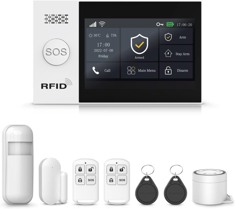 PGST Home Security Alarm System with 4.3Touch Screen,Wireless Home Alarm Kits,GSM 4G/Tuya APP Real-Time Alerts,DIY Door/Window Sensors,Motion Detectors,Remote,120db Siren,Compatible with Alexa/Google