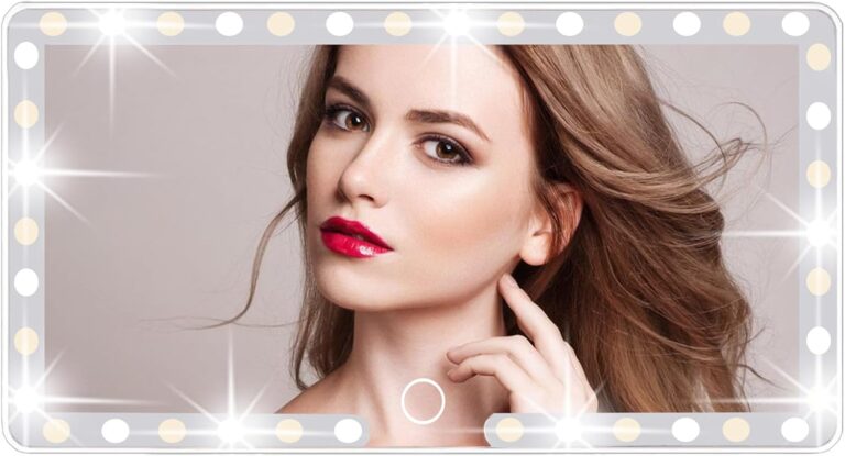 Car Sun Visor Vanity Mirror, 3 Light Modes & 60 LEDs, Rechargeable Dimmable Touch Screen Travel Makeup Mirror,Universal for Truck SUV-Car Accessories Essentials for WomenWhite