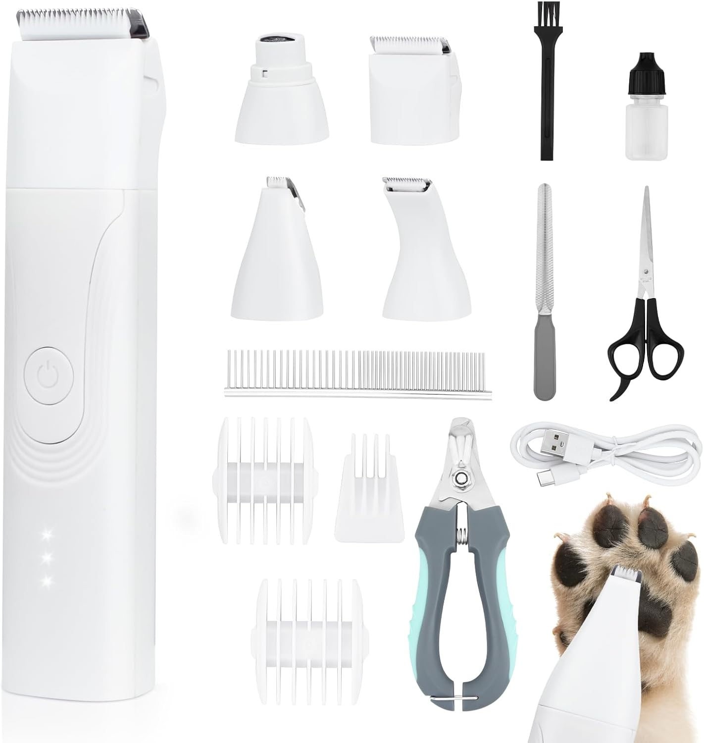 Dog Grooming Kit Quiet, 14 in 1 Dog Hair Trimmers with Paw Nail Grinder & Pet Clippers, Low Noise,Waterproof, Rechargeable, 3 Blades for Paws, Eyes, Ears, Face Safe for Dogs & Cats Dog Grooming Kit Quiet, 14 in 1 Dog Hair Trimmers with Paw Nail Grinder & Pet Clippers, Low Noise,Waterproof, Rechargeable, 3 Blades for Paws, Eyes, Ears, Face Safe for Dogs & Cats