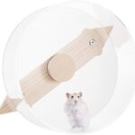 Niteangel Silent Hanging Hamster Wheel - Dual-Bearing Cage-Mounted Quiet Spinning Acrylic Exercise Wheel for Hamsters Gerbils Mice Degus and Other Small Pets (M)