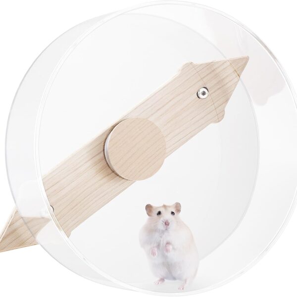 Niteangel Silent Hanging Hamster Wheel - Dual-Bearing Cage-Mounted Quiet Spinning Acrylic Exercise Wheel for Hamsters Gerbils Mice Degus and Other Small Pets (M)