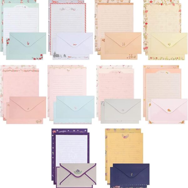 90PCS Stationary Paper and Envelopes Set, writing paper stationery set,10 Different Style Cute Writing Stationery Paper Letter Set(60 stationery paper + 30 envelopes)
